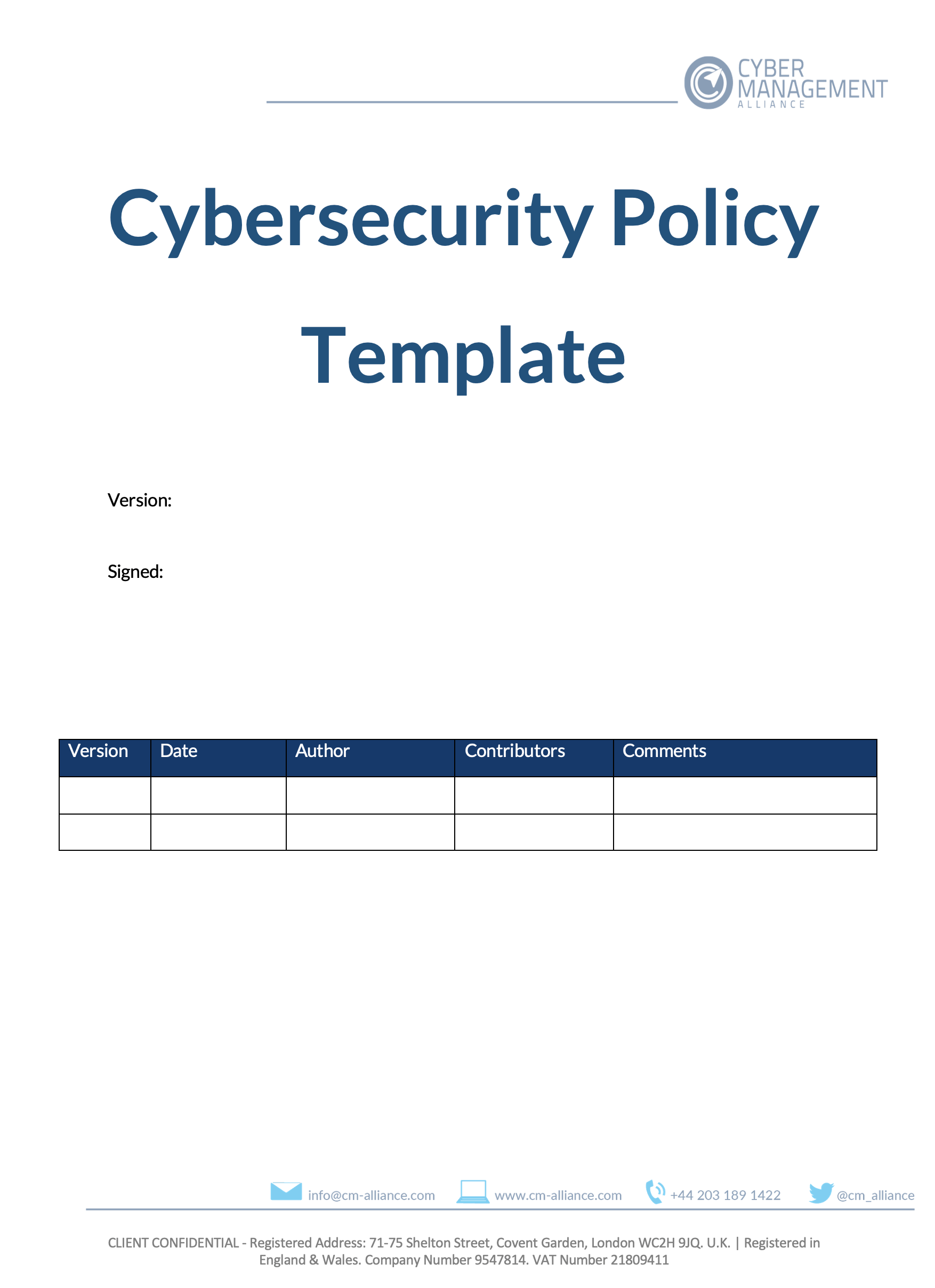 Cyber Security Policy Template